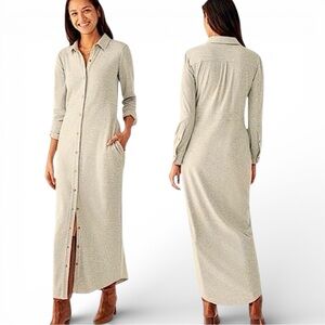 Faherty Legend Grey Button Front Sweater Maxi Dress Sz M